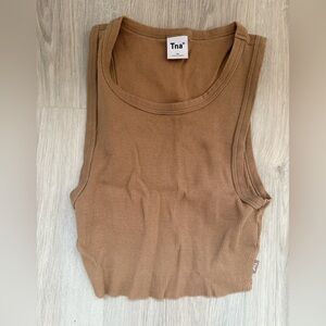 TNA Tan Ribbed Cropped Tank